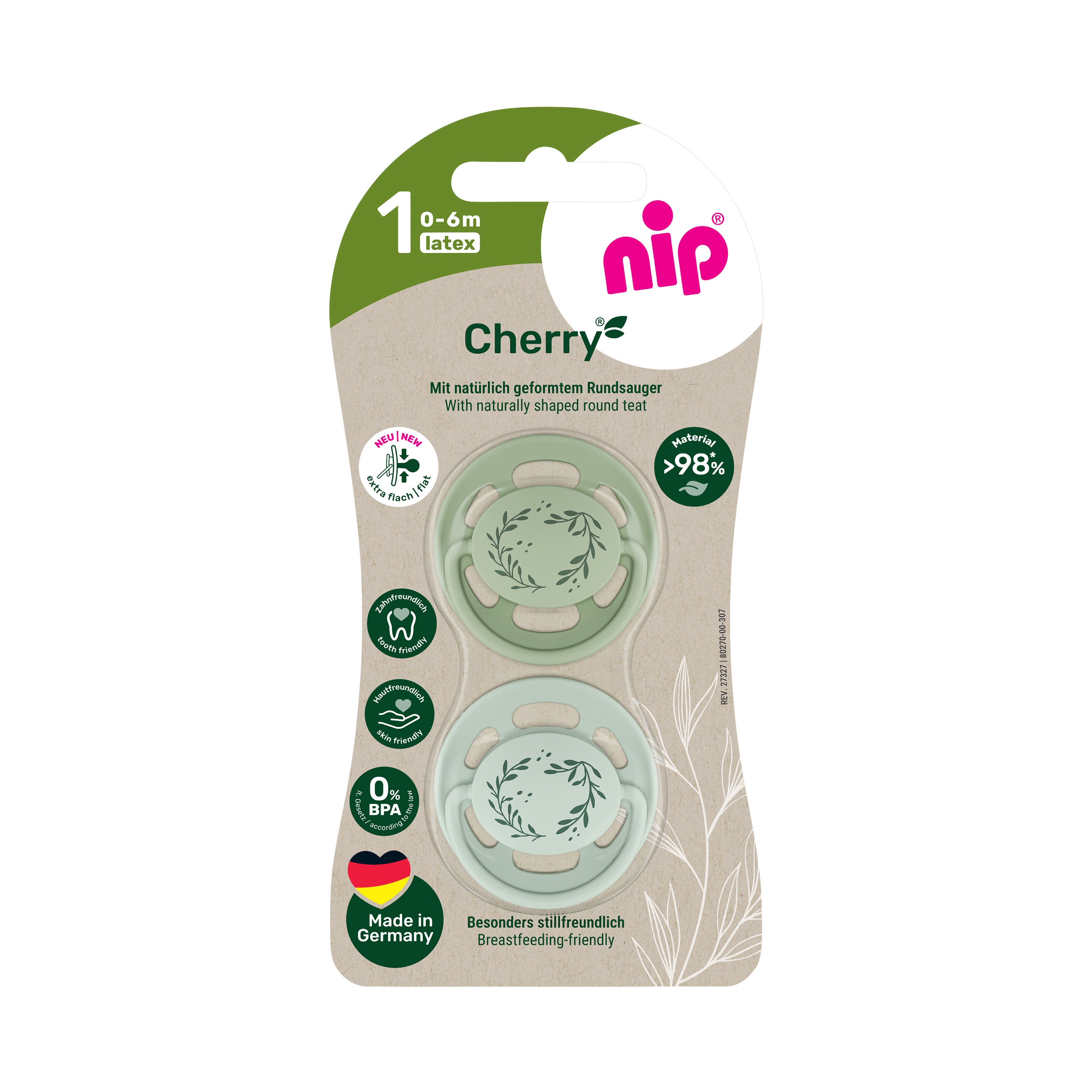 nip®  Cherryschnuller Gr. 1 Unisex grün/grün greenline